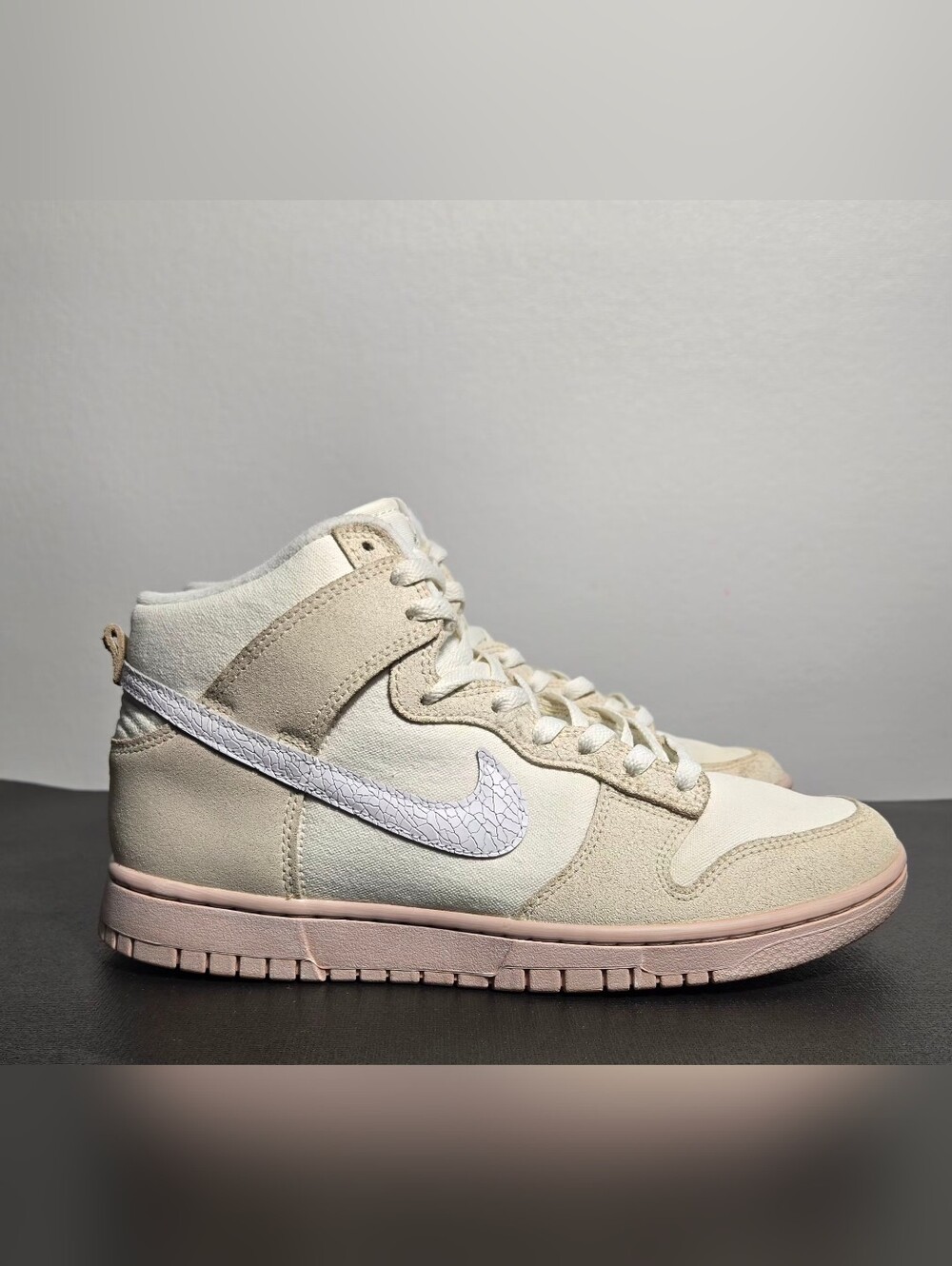 Nike Dunk High Retro PRM Cracked Leather Swoosh DV0822-100 Men's 9